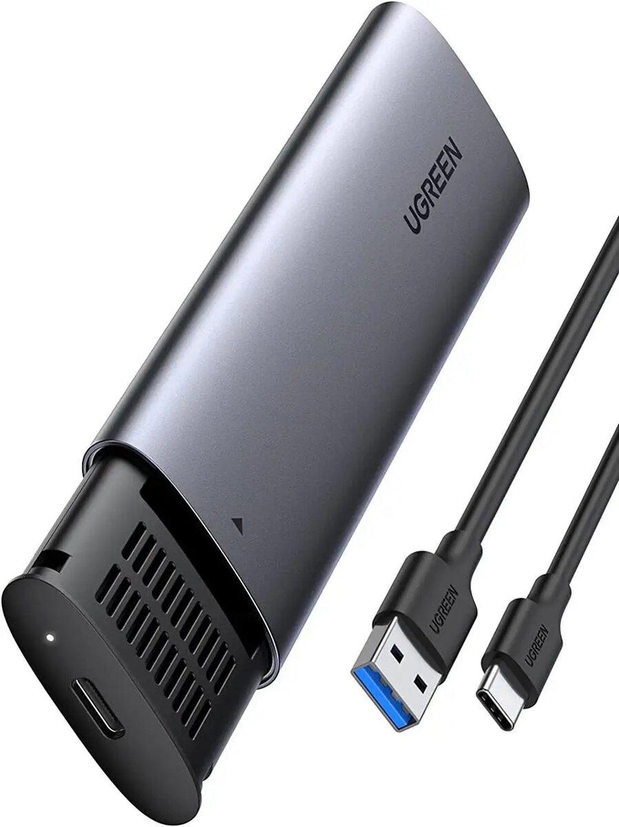 Карман внешний UGREEN для SSD Type-C to M.2 NGFF 5G Enclosure TO C Cable 50 см Space-Gray