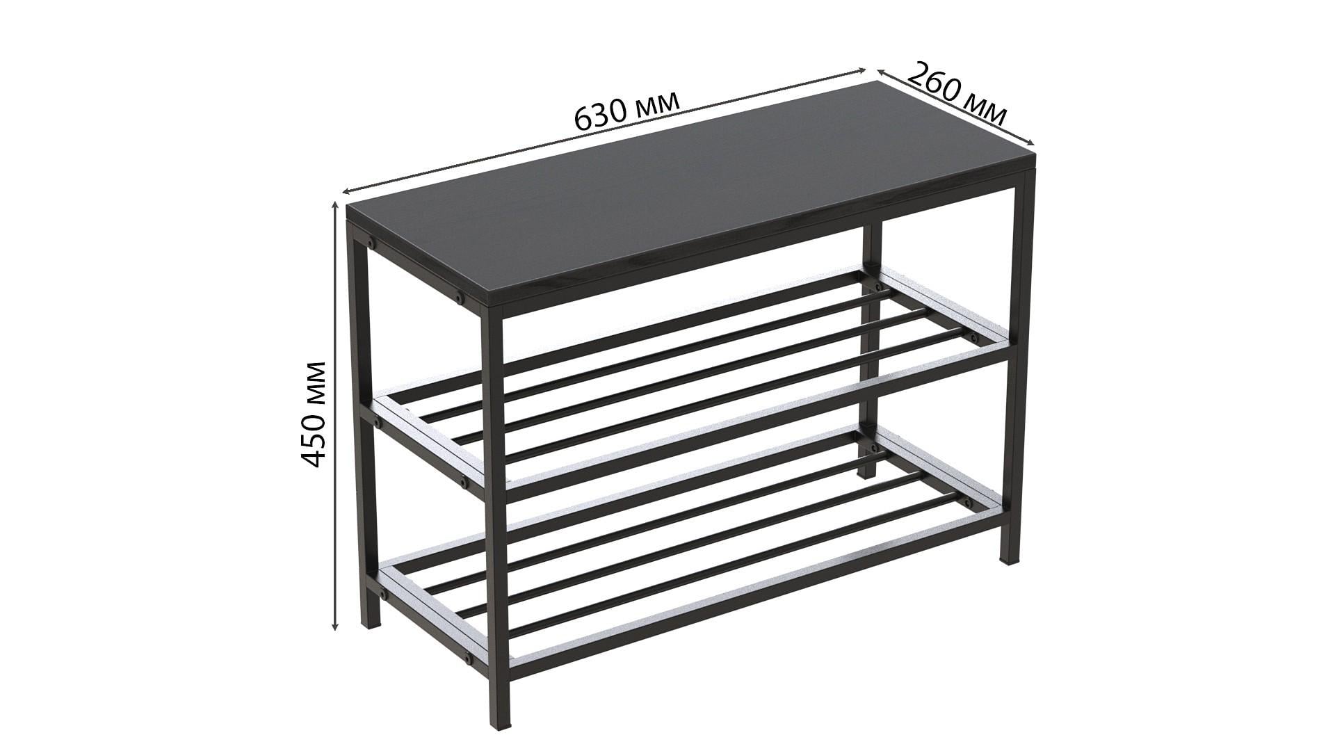 Банкетка універсальна Ferrum-decor Слайм ДСП 16 мм 45x63x26 см Чорний/Сосна Кембра (FRD-104074) - фото 5