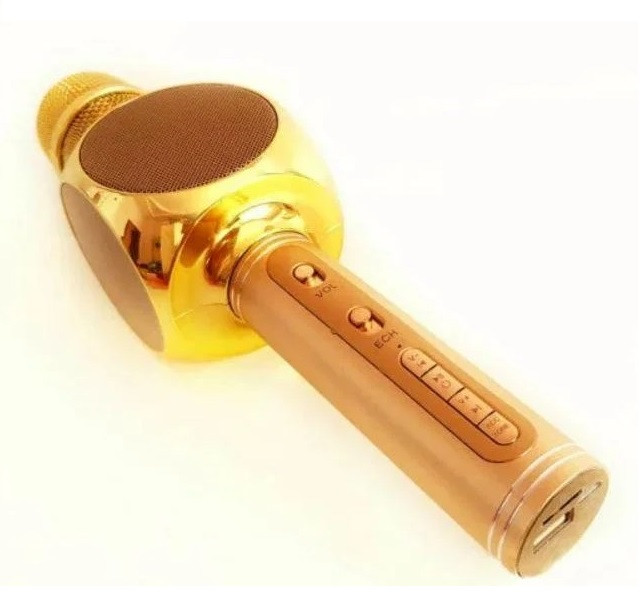 Беспроводной микрофон караоке UKC Y-63 портативный Золотой (011538) - фото 2