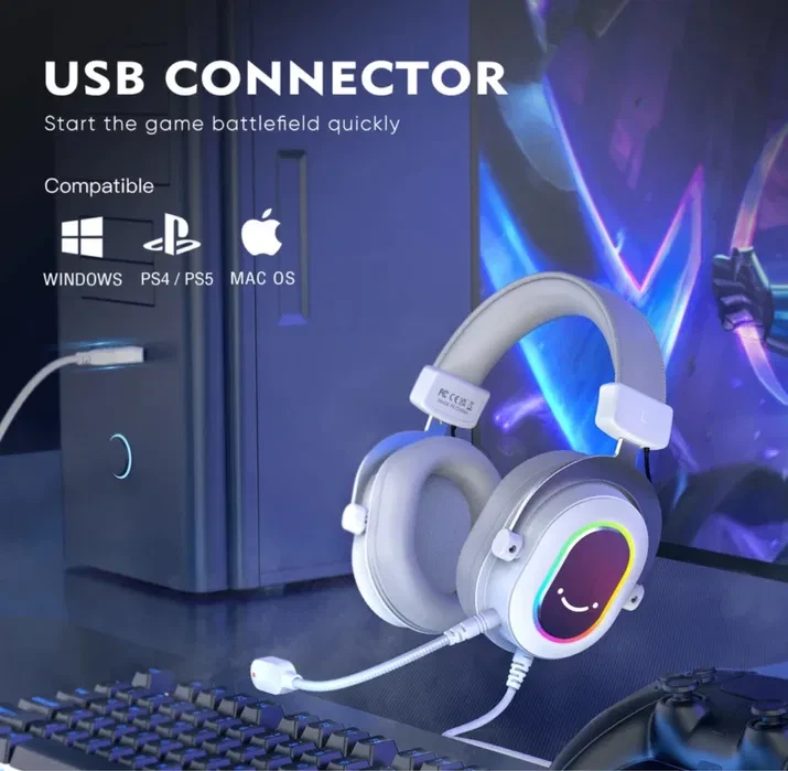 Навушники ігрові Fifine H6 із знімним мікрофоном White - фото 5