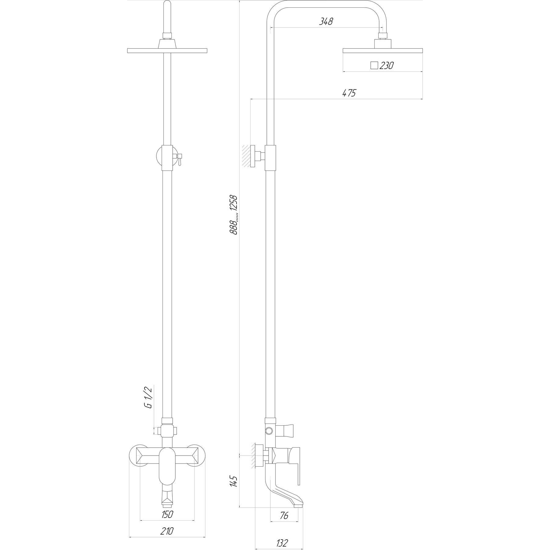 Душова система Globus Lux Ontario DS-006A з тропічним душем (0008) - фото 5