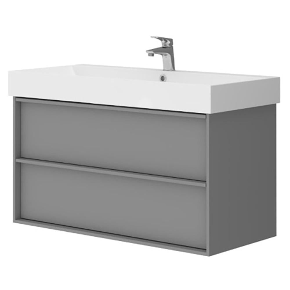 Тумба с умывальником подвесная Devit Quadra 083100G 98,2x60x45 см Серый (176353)