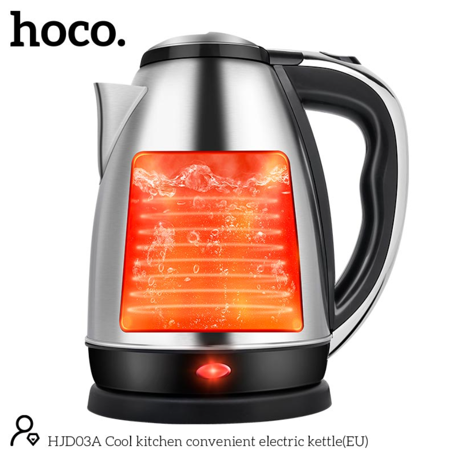 Электрочайник Hoco HJD03A Cool kitchen convenient electric kettle 1,8 л Silver - фото 3