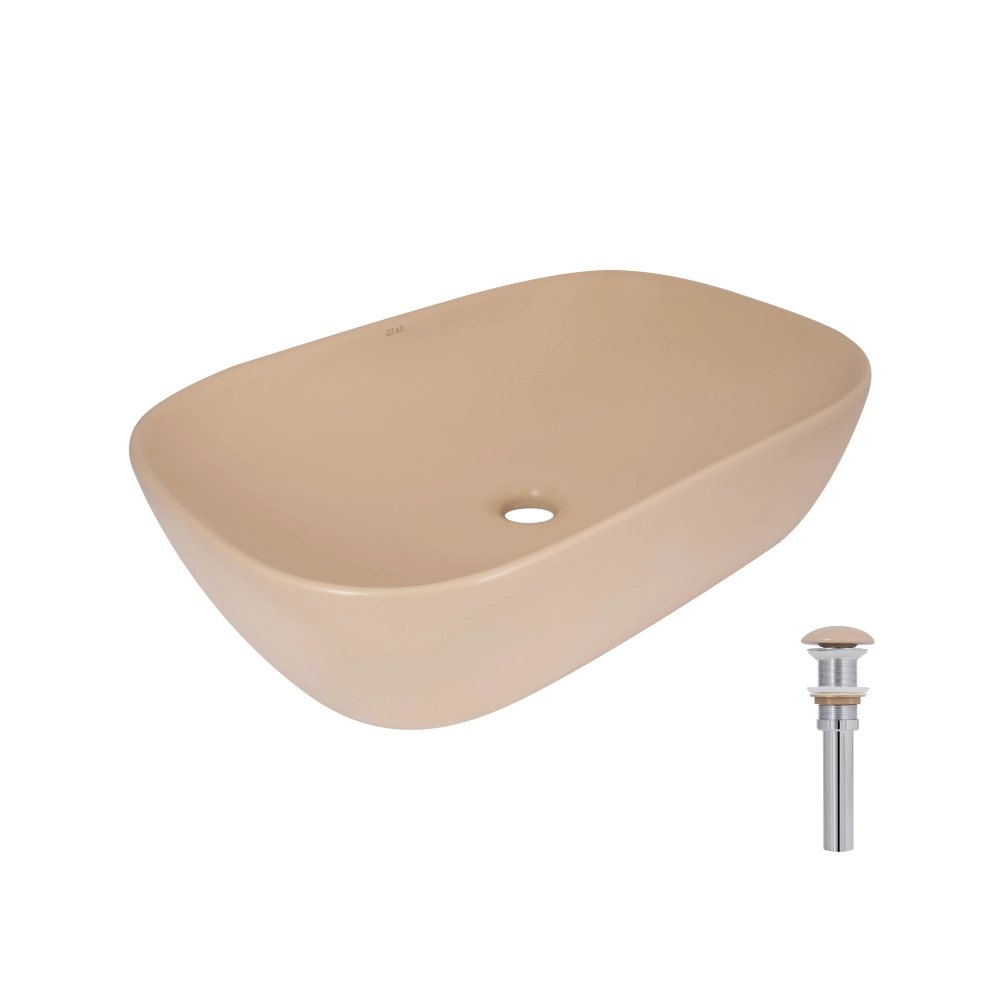 Раковина накладная Qtap Robin 600x390x150 мм прямоугольная с донным клапаном Beige (49787) Раковина накладная Qtap Robin 600x390x150 мм прямоугольная с донным клапаном Beige (49787)