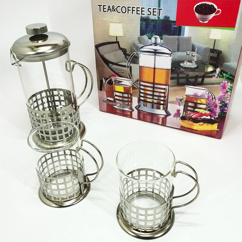 Сервиз для чая и кофе Unique UN-1155 стеклянный френч-пресс и чашки 2 шт. 600 мл (26202764) - фото 8 Сервиз для чая и кофе Unique UN-1155 стеклянный френч-пресс и чашки 2 шт. 600 мл (26202764) - фото 8