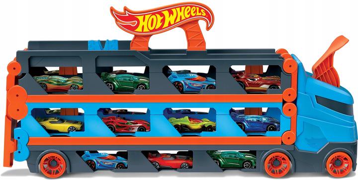 Грузовик-транспортер Hot Wheels 2в1 складные гоночные трассы с 3 машинками (GVG37)