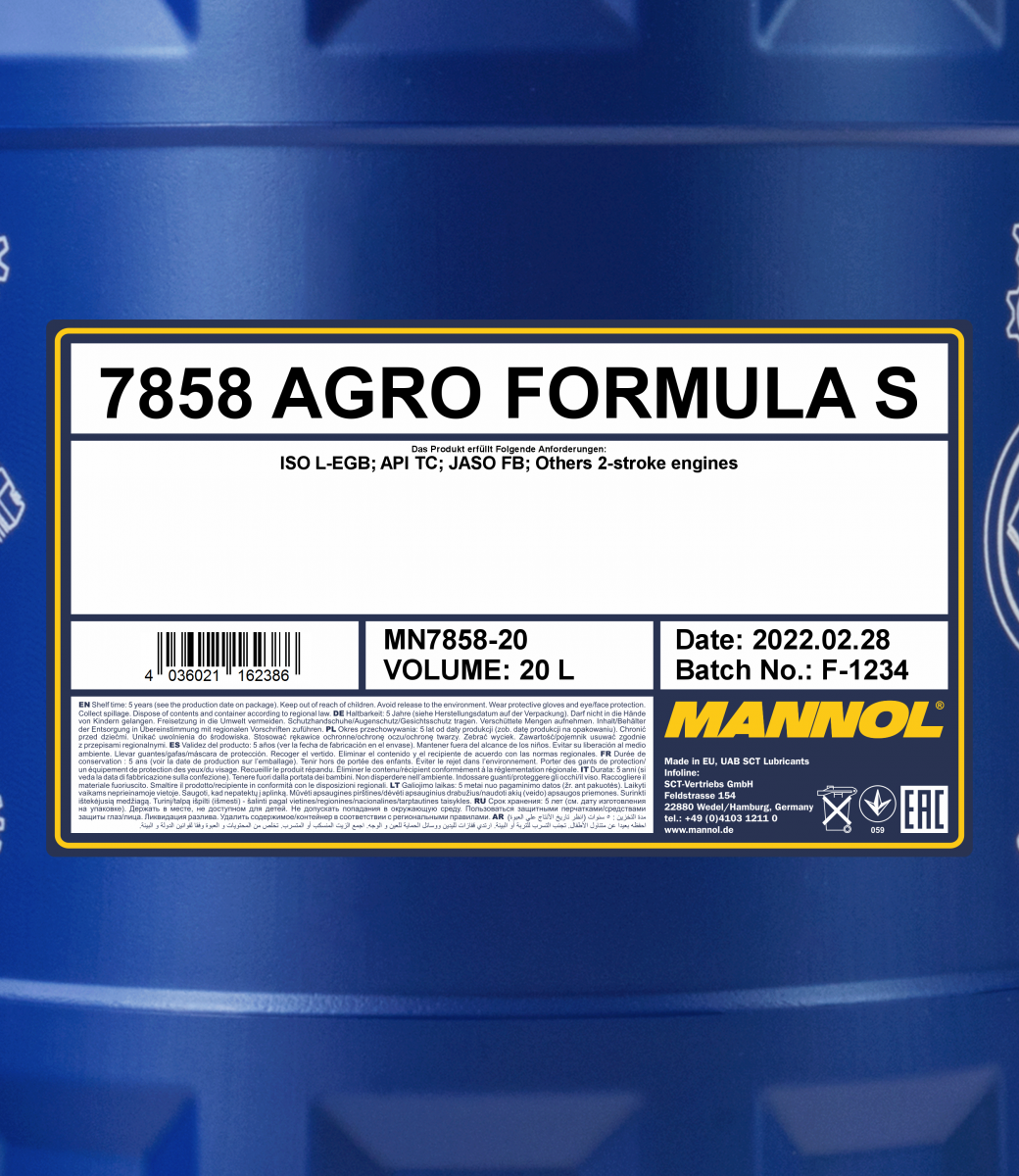 Моторна олія Mannol 7858 AGRO FORMULA S API TC 20 л (MN7858-20) - фото 2