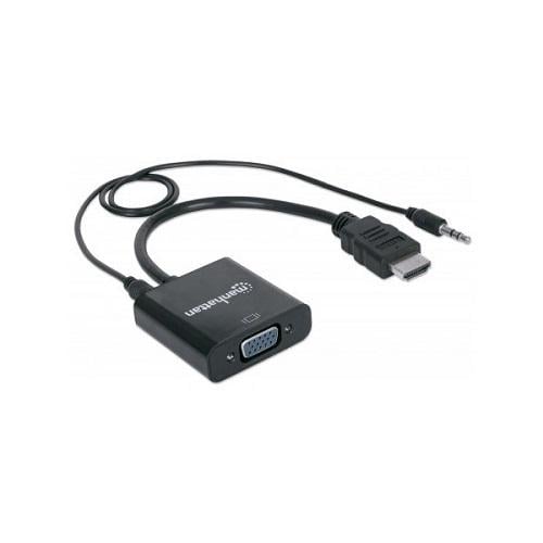 Переходник Manhattan 151450 HDMI M VGA F с аудио-интерфейсом Black (565413) - фото 3