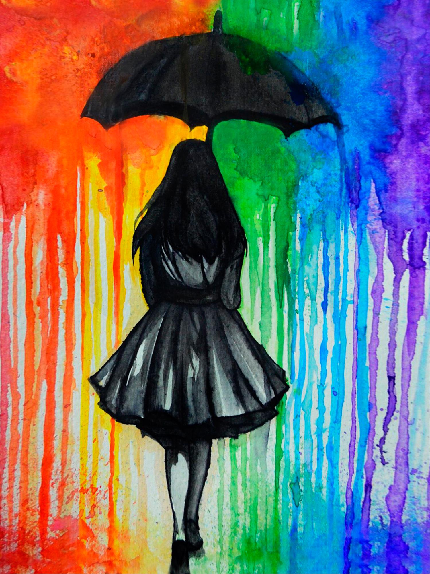 Алмазная мозаика на подрамнике Santi Прогулка под дождем 30x40 см (Top-954299)