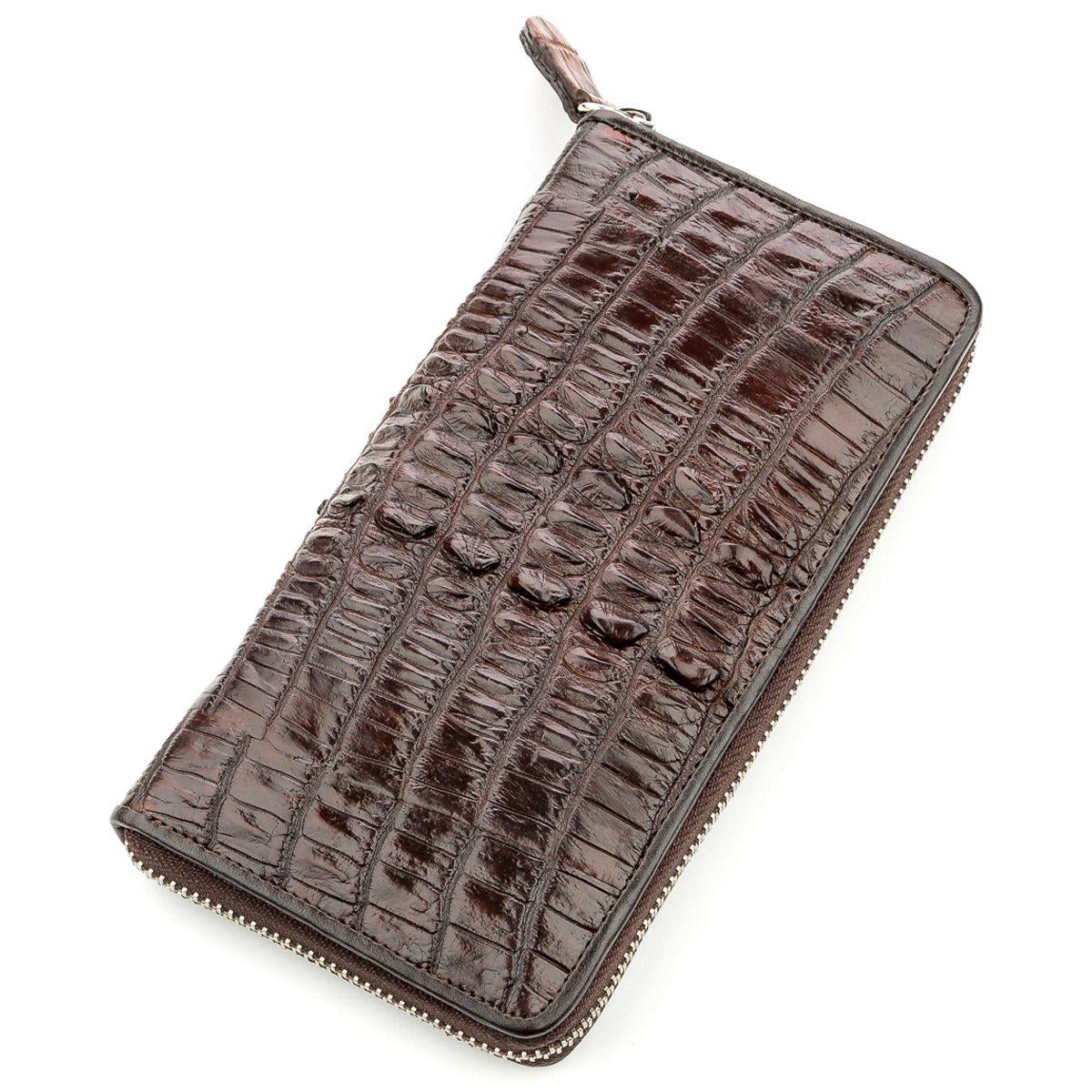 Портмоне мужское Crocodile Leather 18587 из натуральной кожи крокодила Коричневый
