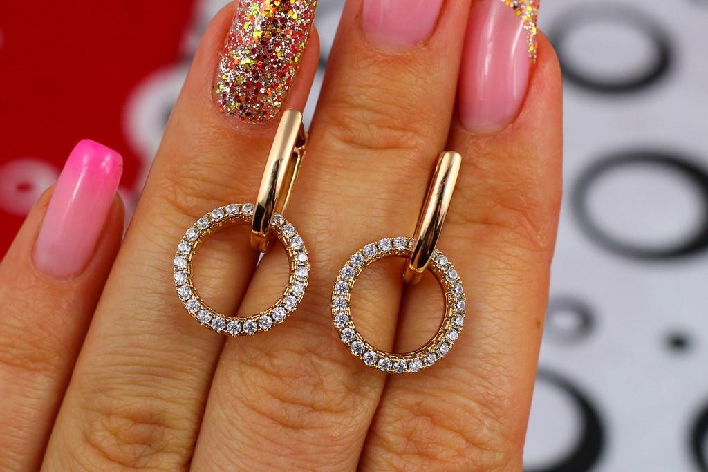 Серьги Xuping Jewelry со сьемными колечками из фианитов 2,5 см Золотистый (1738927344)