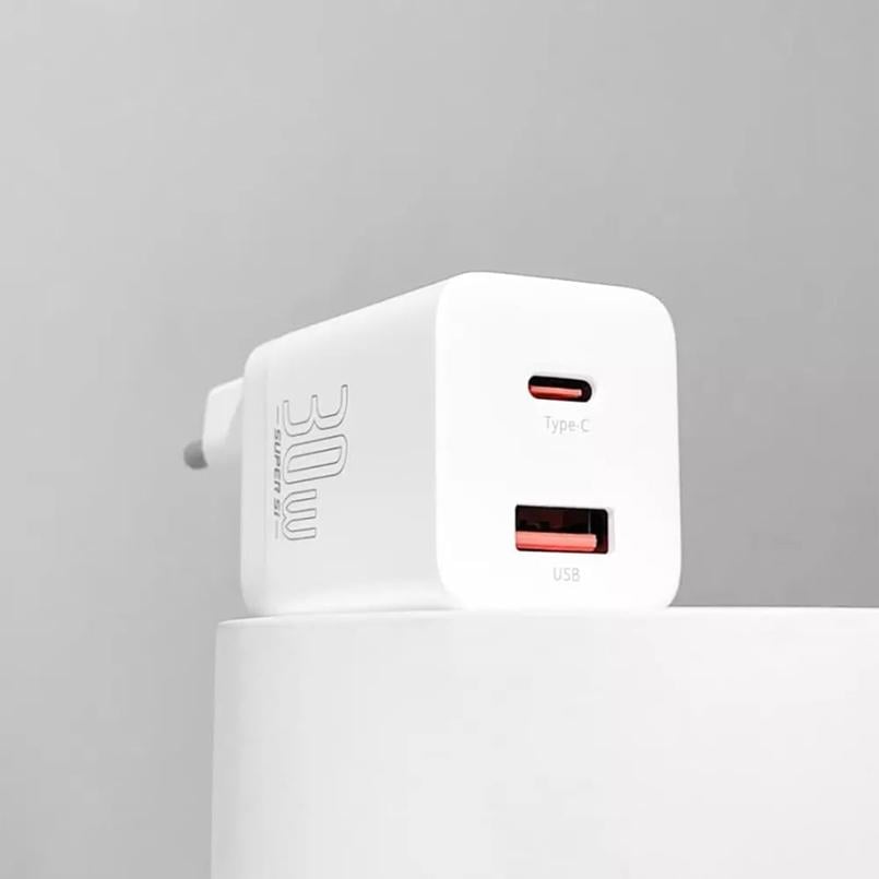 Зарядний пристрій мережевий BASEUS Super Si Pro Quick Charger Type-C/USB 30W White (33681 white) - фото 7