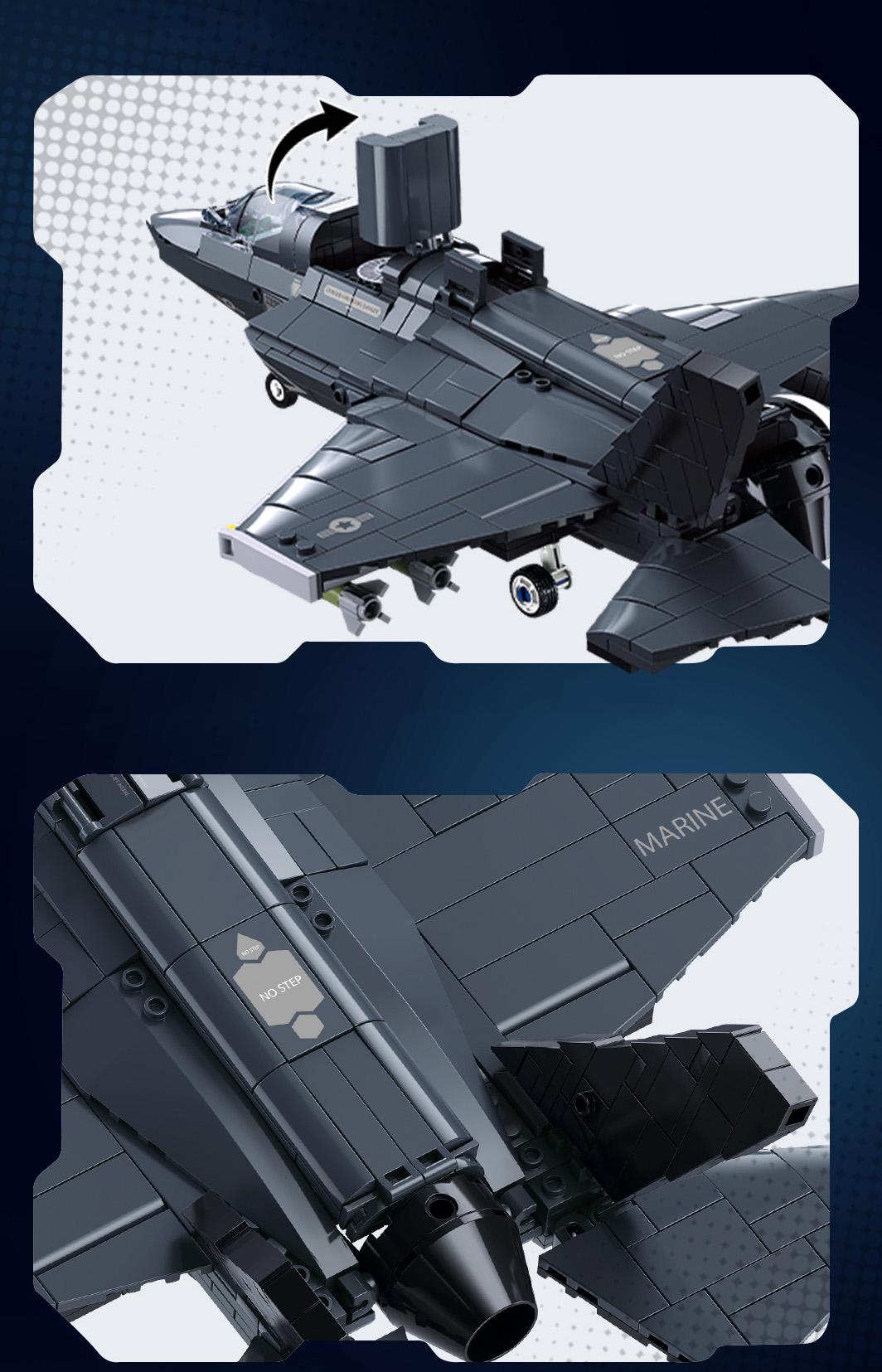 Конструктор Sluban винищувач F-35BS 705 дет. (M38-B1361) - фото 6 Конструктор Sluban винищувач F-35BS 705 дет. (M38-B1361) - фото 6