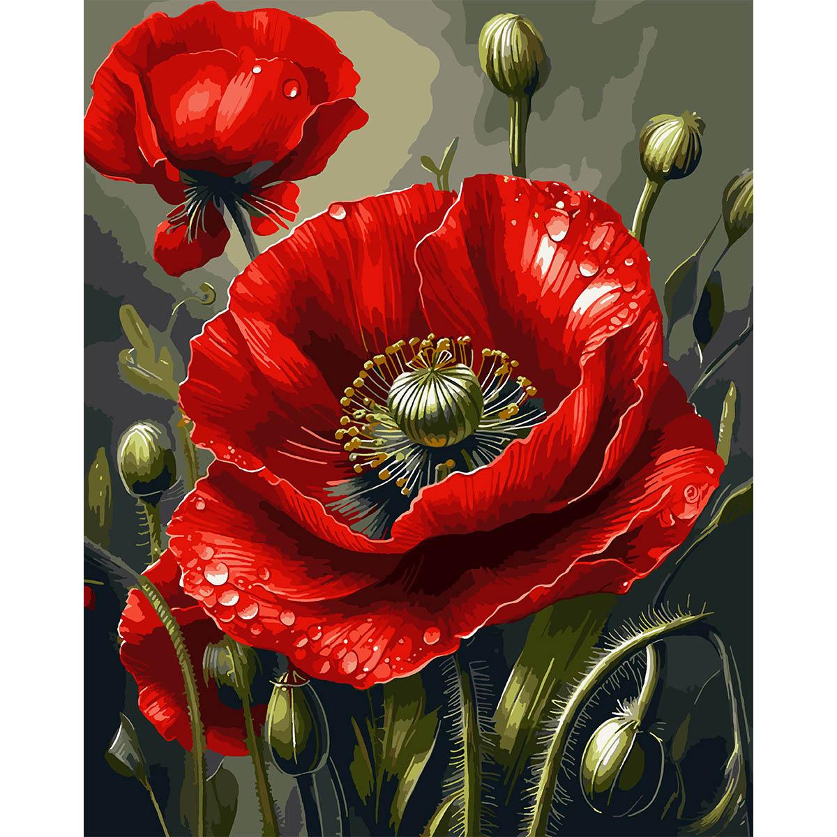 Картина по номерам Santi Красный мак 40x50 см (Top-954865)