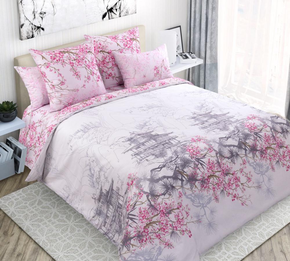 Комплект постільної білизни Комфорт текстиль Перкаль Сьоме небо 200x220 см Євро з простирадлом на гумці 40x60 см ( КТ_pvu_4291_40_40x60 )