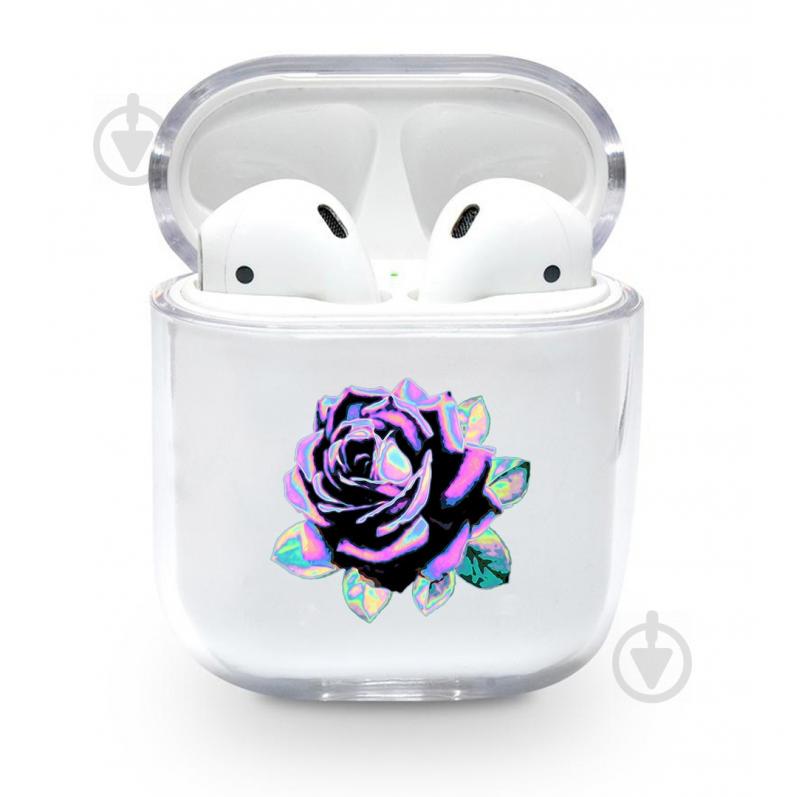 Прозрачный силиконовый чехол Apple AirPods с рисунком - Rose (KAP1133)