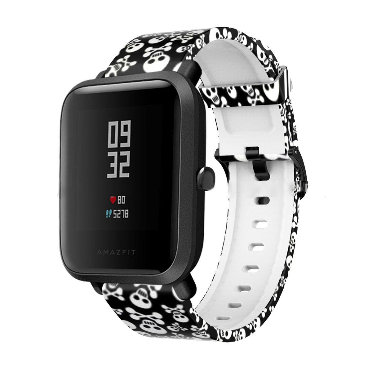 Ремінець для смарт-годиників силіконовий з малюнком Черепа для Amazfit Bip Lite S U 20 мм (2192P)