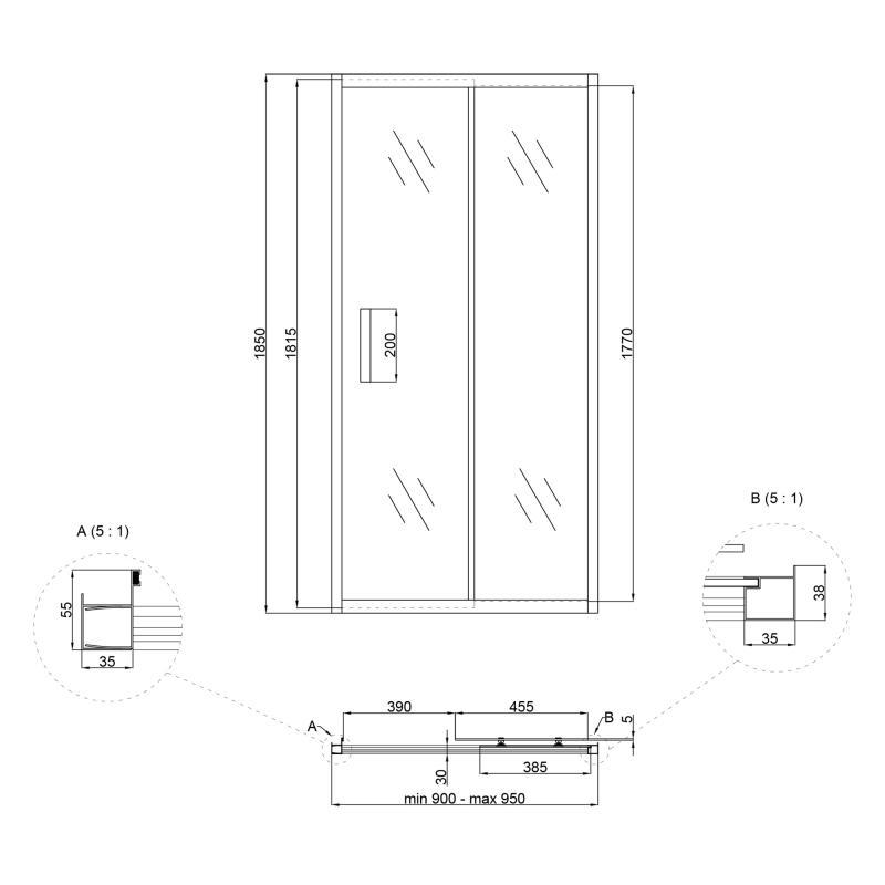 Душевые двери в нишу Lidz Zycie SD90x185.CRM.FR Frost (VRM00039876) - фото 2