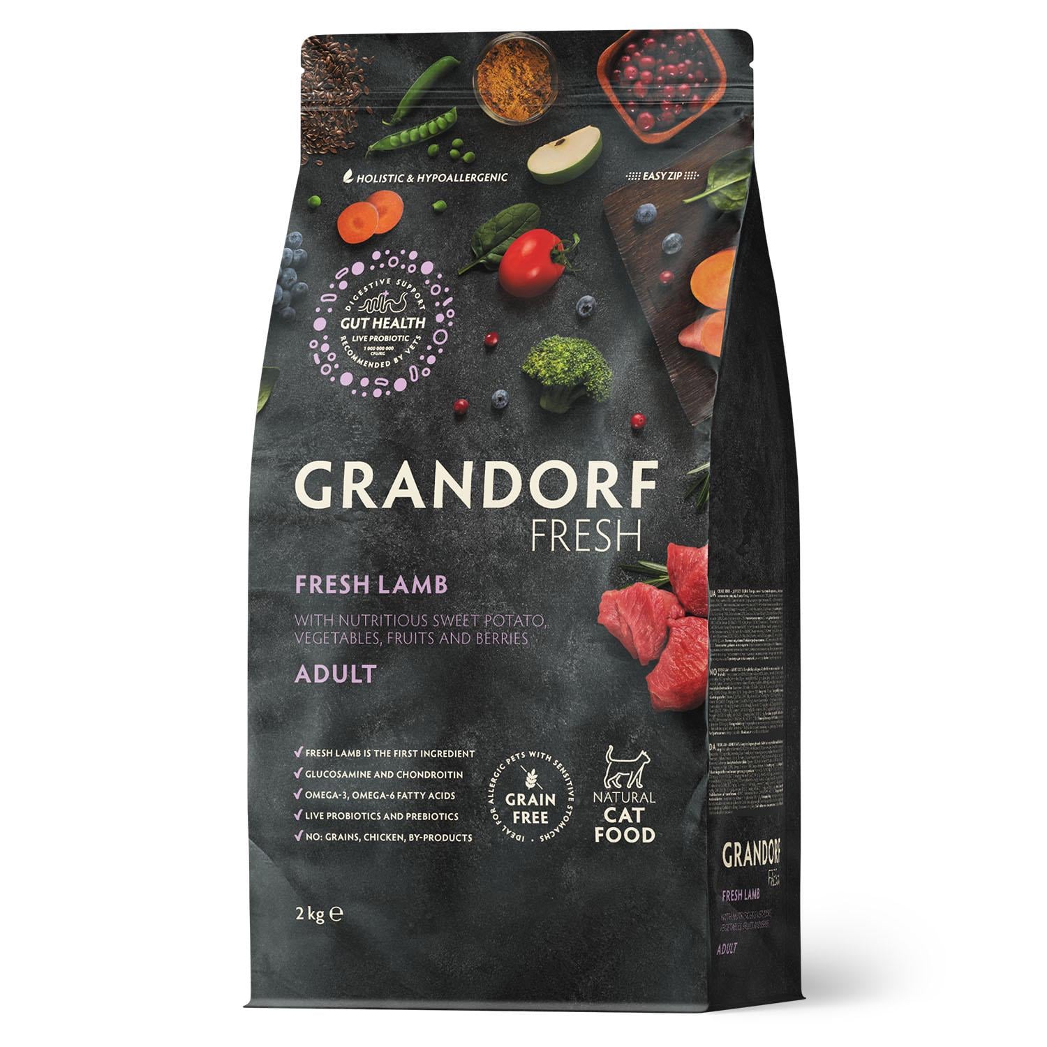 Корм сухой для взрослых котов Grandorf FRESH LAMB&SWEET POTATO CAT ягненок с бататом 2 кг (33356224)