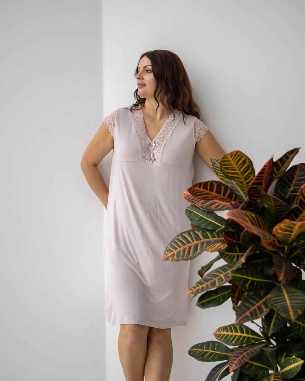 Рубашка ночная Fashions Дейзи 3XL Светло-бежевый (81991-ни)