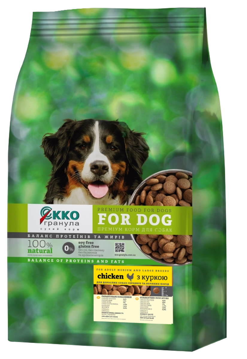 Сухий корм Екко гранула преміум для собак із куркою чотирилистник 5 кг - фото 1 Сухий корм Екко гранула преміум для собак із куркою чотирилистник 5 кг - фото 1