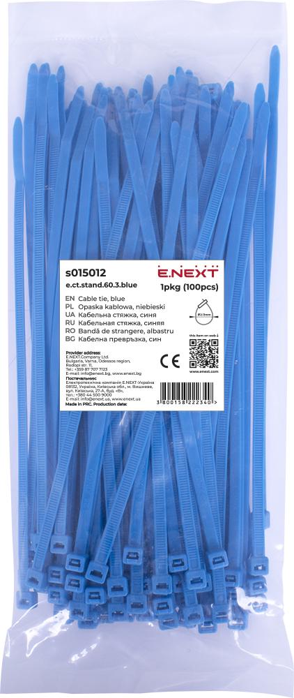 Стяжка-хомут кабельная E.NEXT e.ct.stand.60.3.blue нейлон 60х3 мм 100 шт. Синий (s015012)