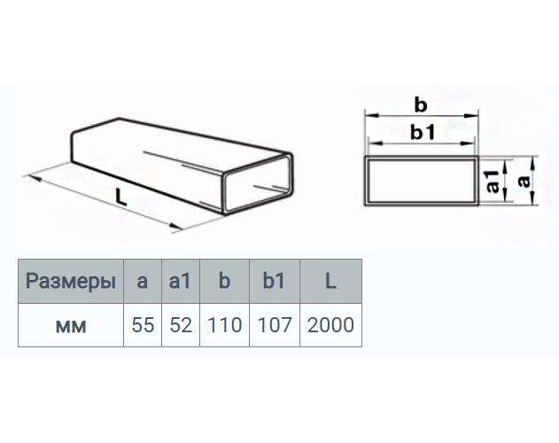 ᐉ Канал плоский вентиляційний Vents пластик 55х110 мм 2 м (КР55-111 ...