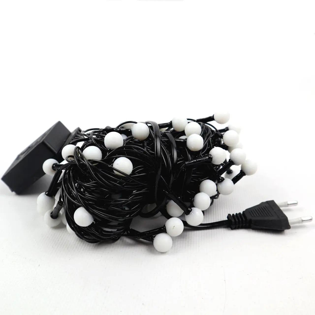 Гирлянда новогодняя с матовыми крупными фонариками с вилкой для розетки один режим 5 м