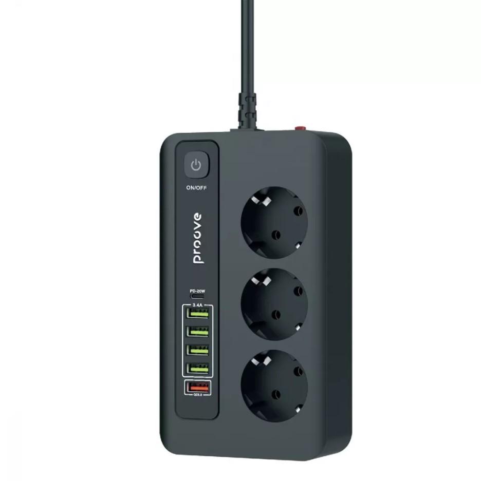 Фільтр мережевий Proove Power Socket PD-03 3 розетки 5 USB 1 Type-C 20 Вт 2 м