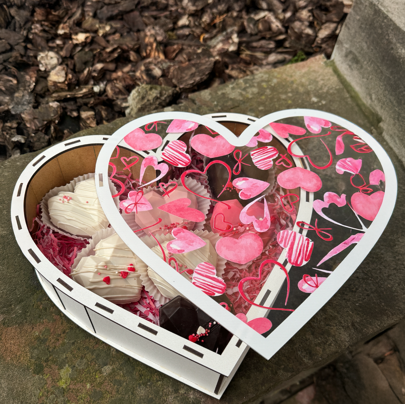 Подарочный набор 7 шт. какао бомбочек сердца с маршмеллоу шоколадный подарок Белое сердце (Е500236) - фото 3
