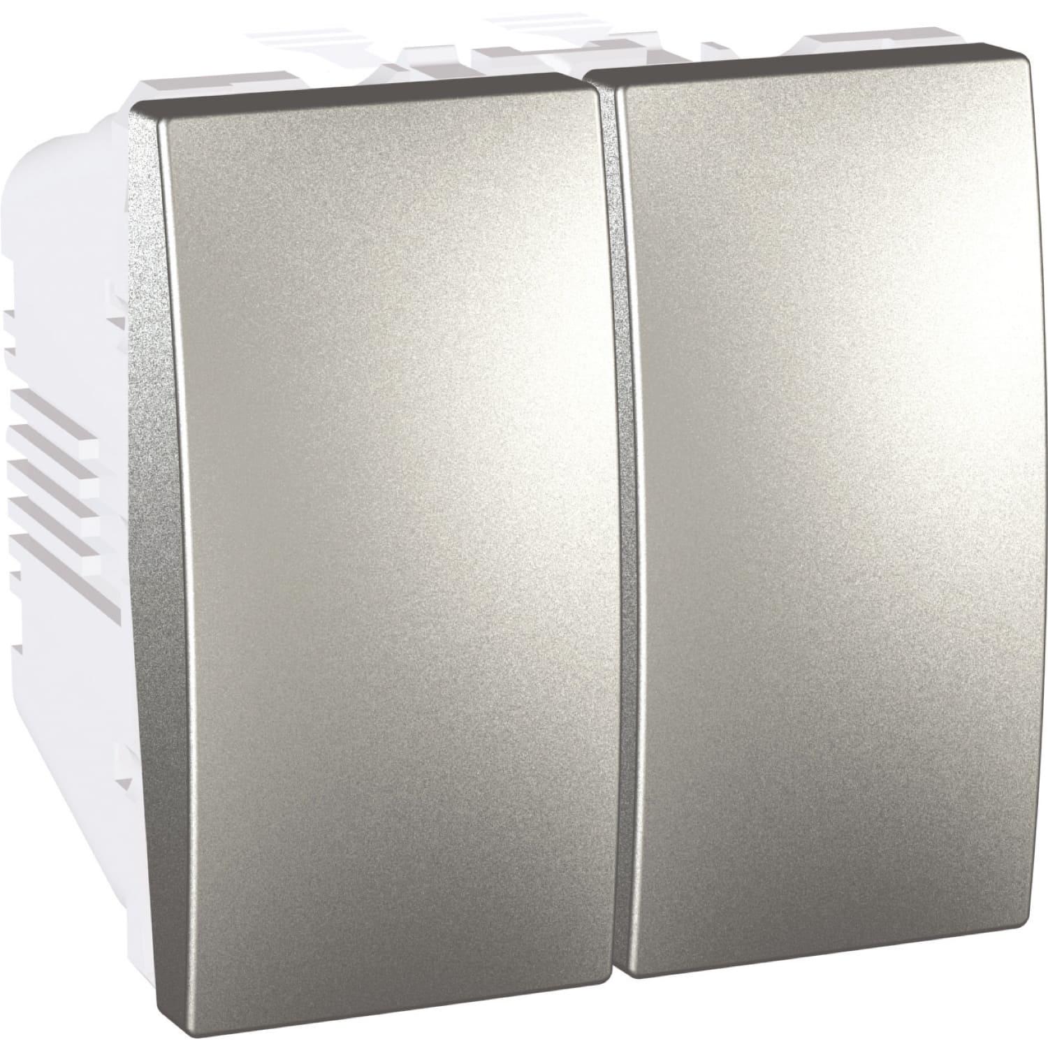 Проходной переключатель двухклавишный Schneider Electric Unica 2 модуля Алюминиевый (MGU3.213.30) Проходной переключатель двухклавишный Schneider Electric Unica 2 модуля Алюминиевый (MGU3.213.30)