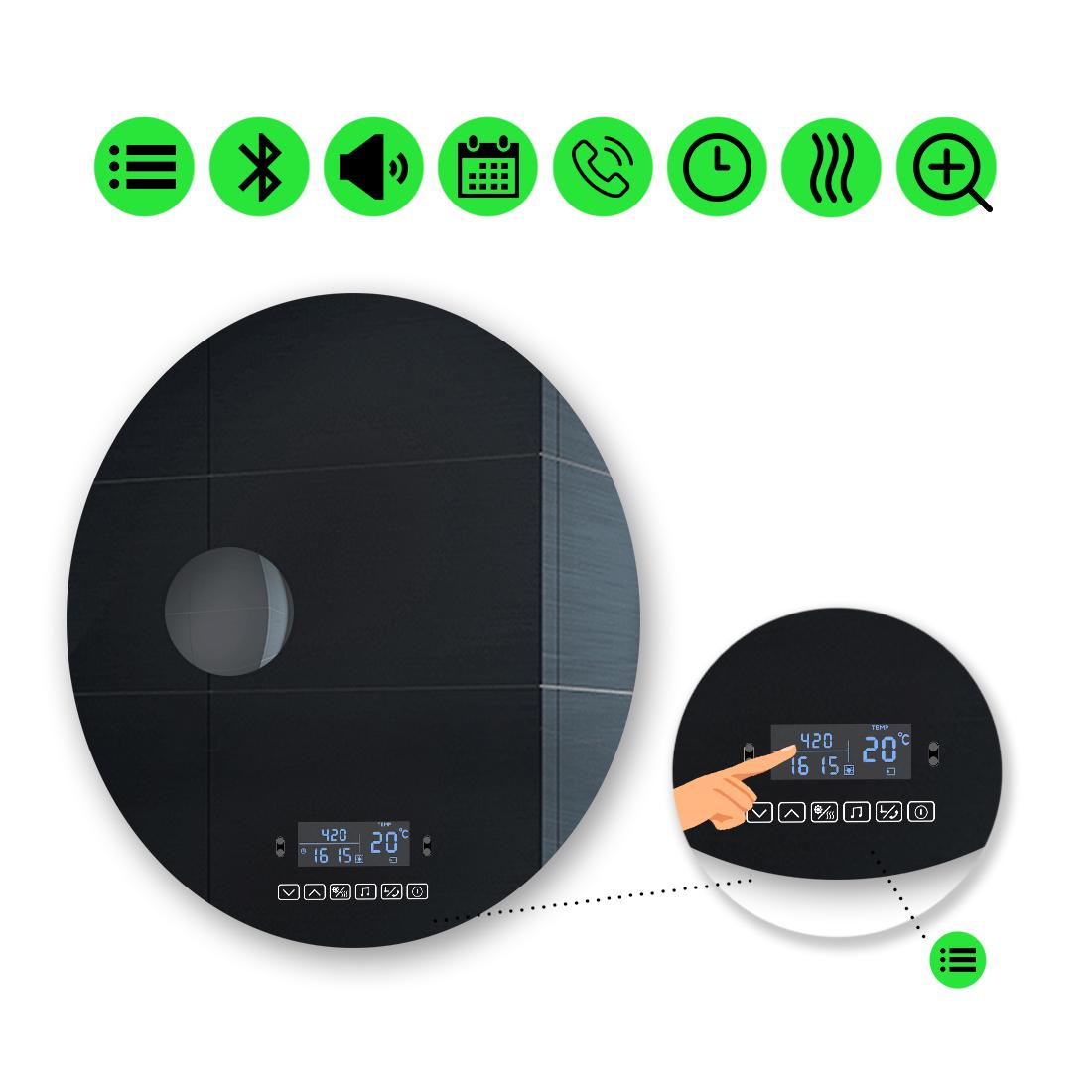 Зеркало с LED подсветкой Adeo с Smart-блоком линзой без подсветки и подогревом 80x80 см (Adeo108)