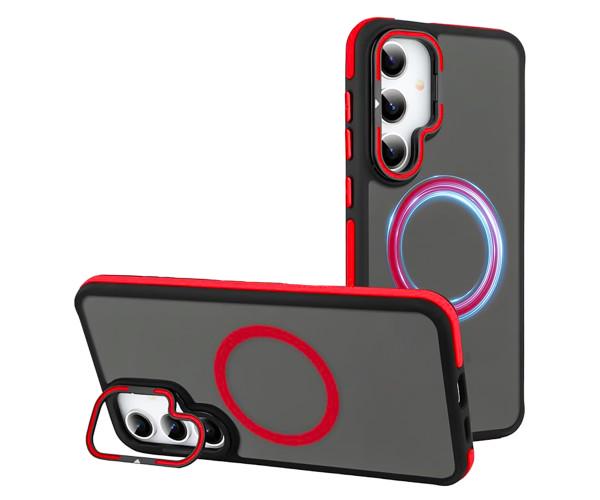 Чехол-накладка Armor Matte Kickstand для Samsung Galaxy S24 FE с магнитным кольцом Красный