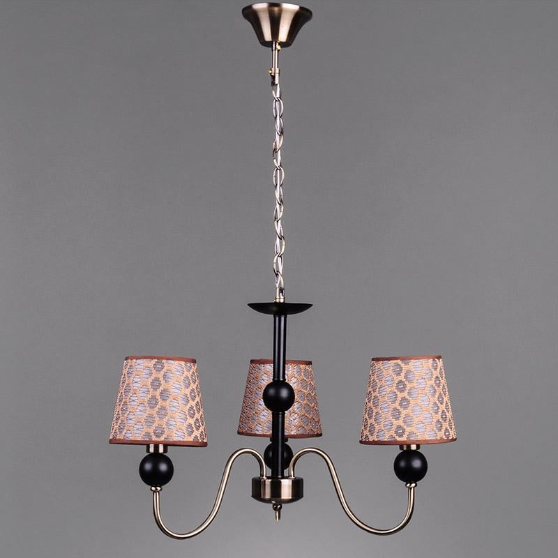 Люстра подвесная с абажурами Light House DL-17218/3 Латунь/Черный