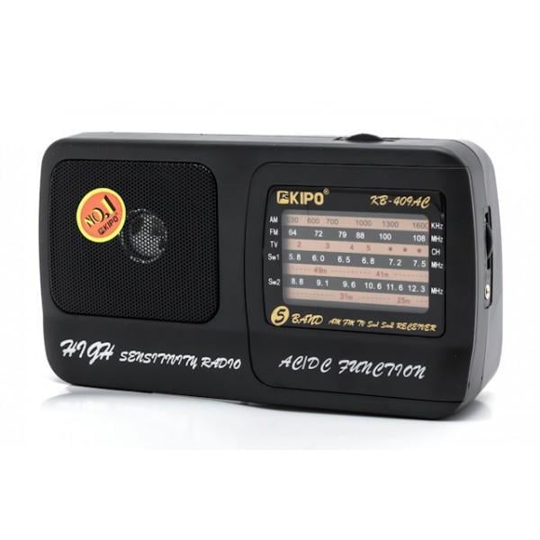 Радиоприемник KIPO KB-409AC 5 диапазонов FM/AM/SW/TV 3 Вт выход на наушники Черный (ML-06823)