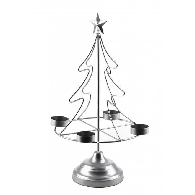 Подсвечник новогодний металлический Flora Santa Lila Серебряный (35705)