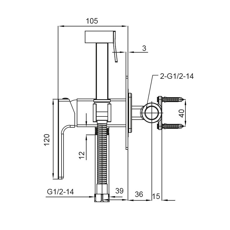 Смеситель для гигиенического душа KOER KB-23009-01 Хром (KR3510) - фото 2