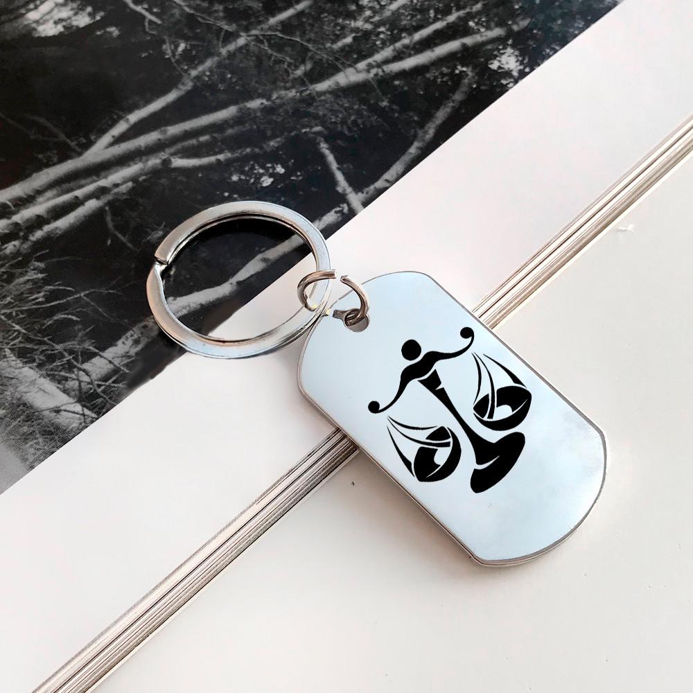 Брелок жетон с гравировкой знака зодиака Весы (BZZ027)