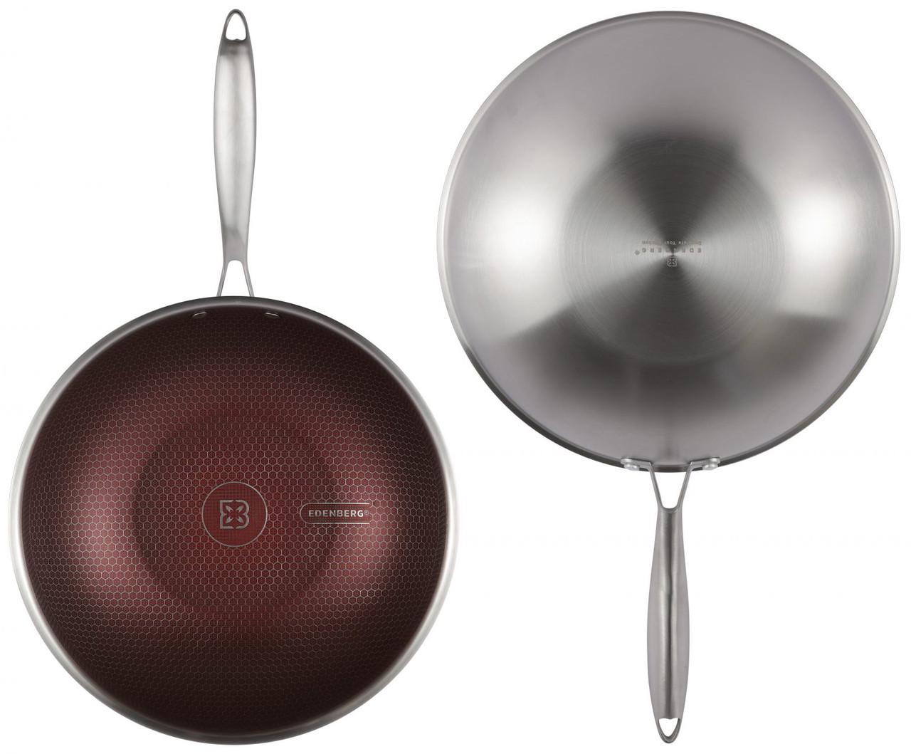 Сковорода Edenberg с антипригарным покрытием и стеклянной крышкой 32x9,5 см (EB-14110) - фото 4 Сковорода Edenberg с антипригарным покрытием и стеклянной крышкой 32x9,5 см (EB-14110) - фото 4
