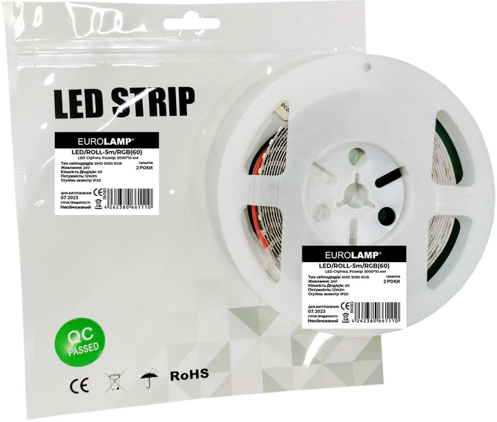 Стрічка Eurolamp LED/ROLL-5m/RGB 60 SMD5050 60 діодів/м 12W 24V RGB (4262380661110)