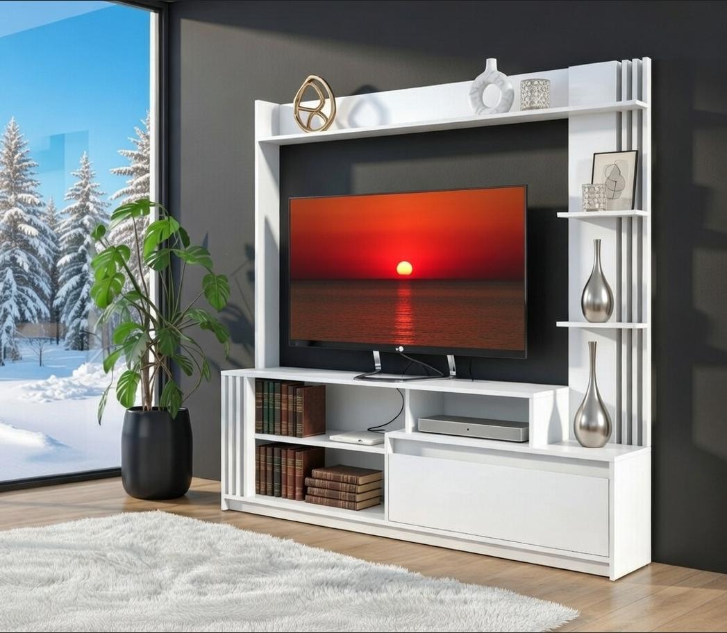 Стінка для вітальні Майстер Форм 20614 лівостороння 1700х325х1700 мм Білий (11932)