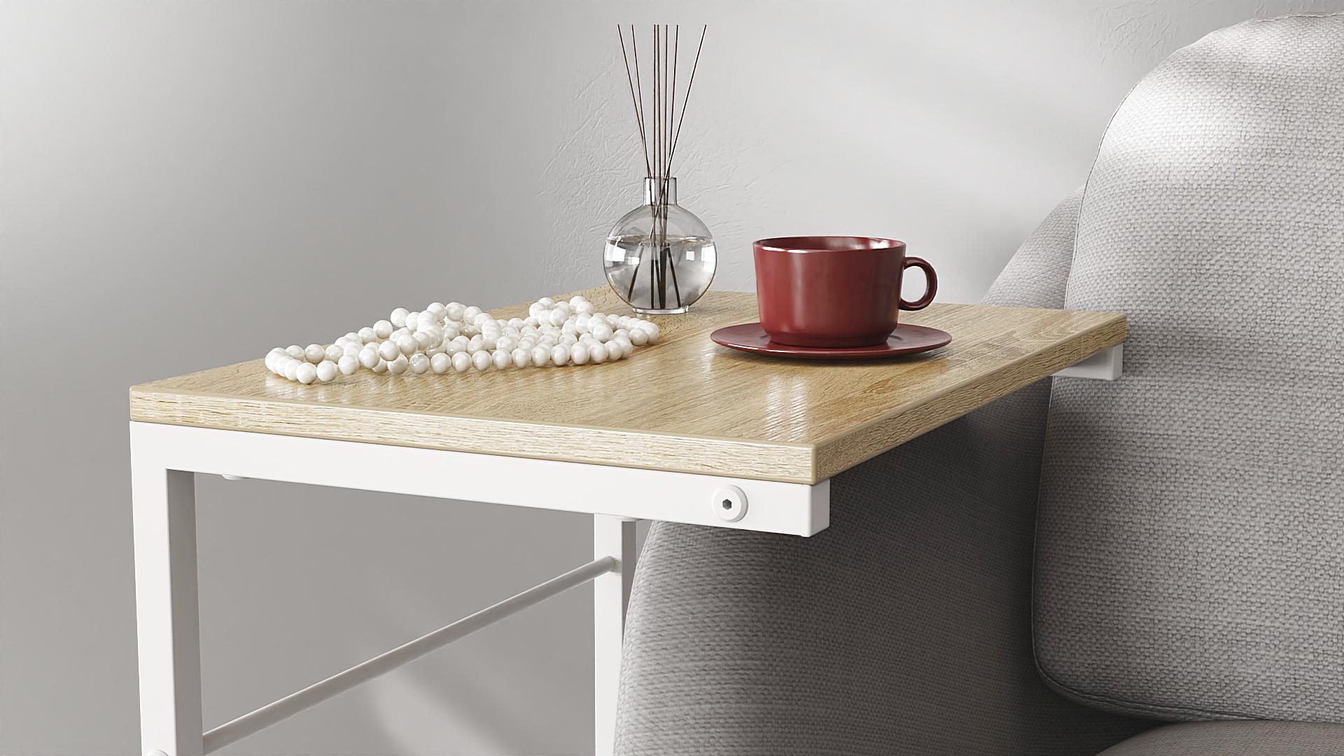 Столик Ferrum-decor Террі метал/ДСП 16 мм 650x440x330 мм Білий/Дуб Сонома (FRD-104658) - фото 4