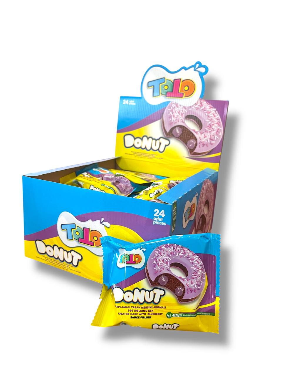 Пончик Toto Donut зі смаком чорниці та глазур'ю 24 шт. (00000006519)