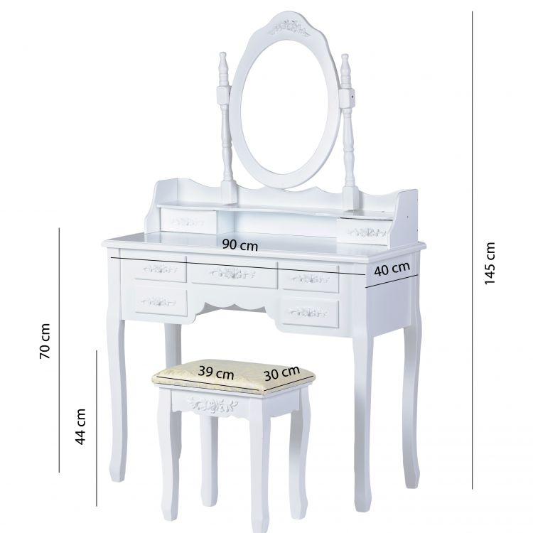 Туалетний столик GoodHome W-HY-006 із табуретом Білий (9091) - фото 6