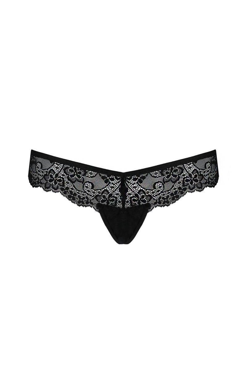 Кружевные Трусики для особого случая-танга с атласным бантиком Naja Thong L/XL Black (1544815843)