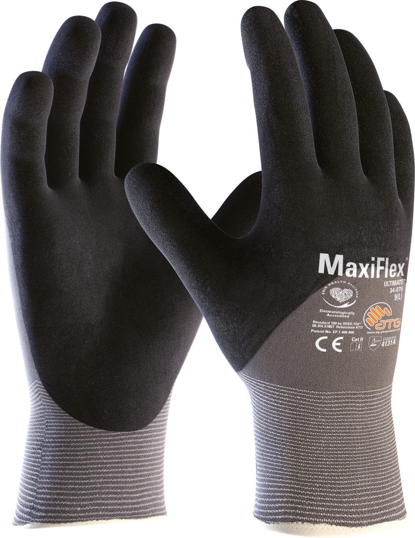 Перчатки защитные ATG Gloves MaxiFlex Ultimate высокотехнологичные р. 6 XS Черно-серый (34-875)