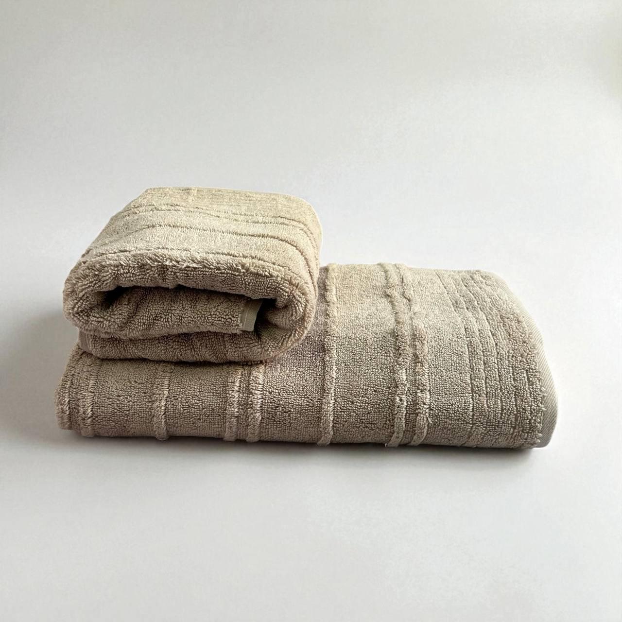 Набір рушників банне та для обличчя Sikel бавовна 600 г/м2 70х40 см/50х90 см 2 шт. Бежевий середній