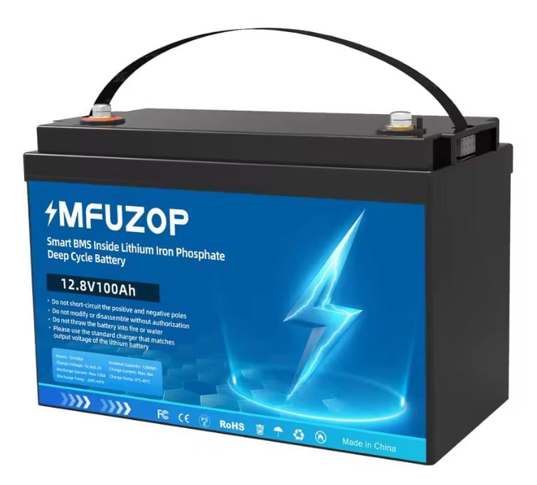 Аккумулятор литий-железо-фосфатный MFUZOP LiFePO4 12,8V 100Ah 1280Wh с BMS глубокого цикла Аккумулятор литий-железо-фосфатный MFUZOP LiFePO4 12,8V 100Ah 1280Wh с BMS глубокого цикла