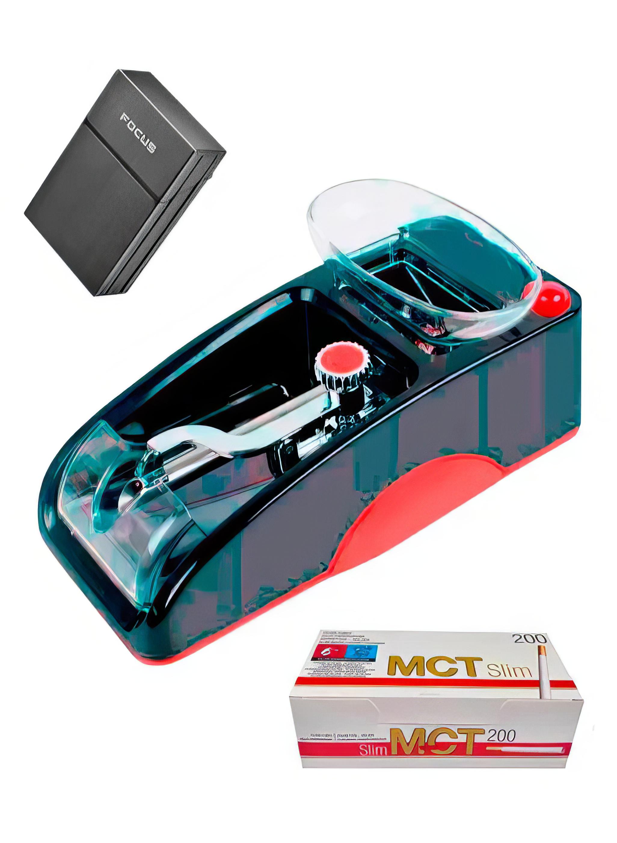 Машинка для сигарет Slim Gerui 005 для гильз 6,5мм/портсигар и гильзы MCT Slim 6,5мм 200 шт. Красный (25624212)