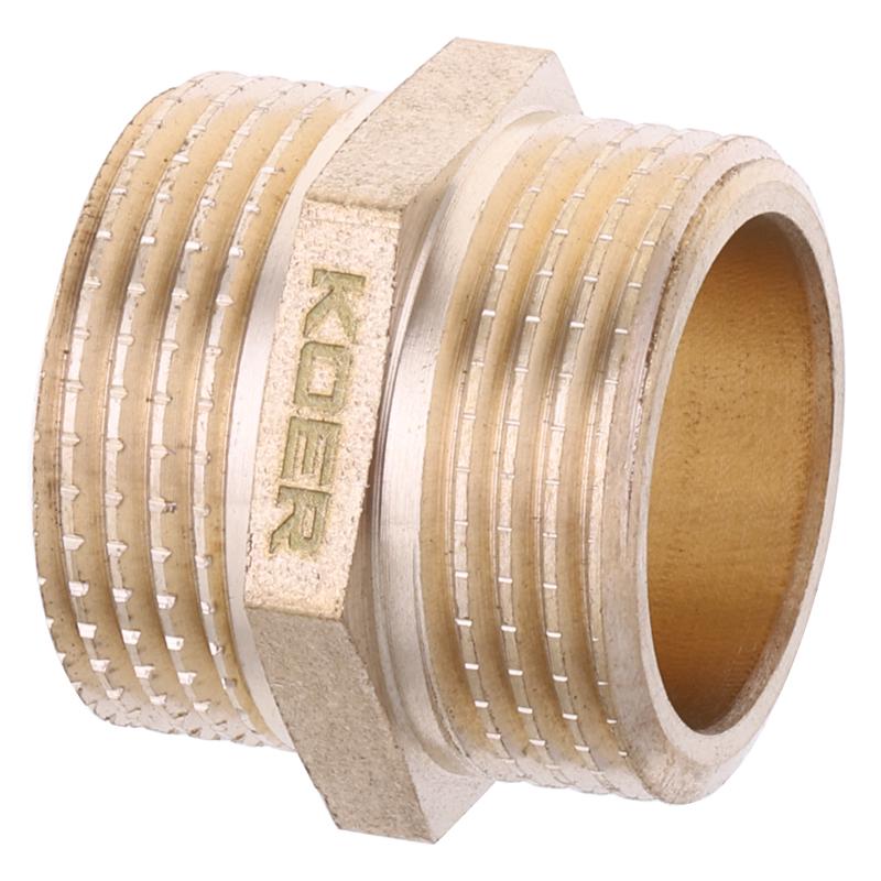 Ниппель прямой KOER WM.N08.WN 3/4" наружная-наружная резьба латунный (OL-KR2991)